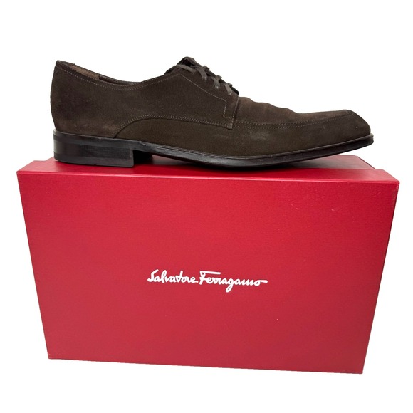 Salvatore Ferragamo Mens Shoes Size 11 D Riverdale Caffe‎ Buc Suede Calf Brown